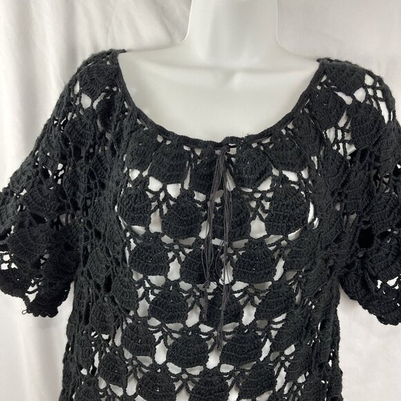 Unbranded Black Crochet Boho Witchy Grandmacore Top - Picture 9 of 11